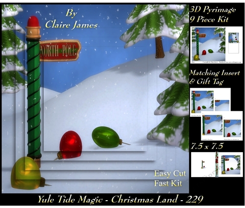 Yule Tide Magic 229 - Christmas Land - 3D Pyramid/pyrimage + Insert & Gift Tag