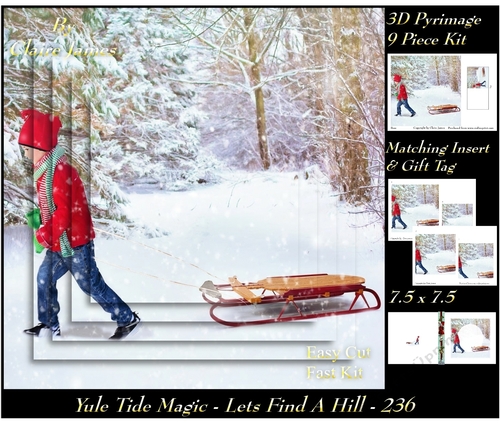 Yule Tide Magic 236 - Lets Find A Hill - 3D Pyramid/pyrimage + Insert & Gift Tag