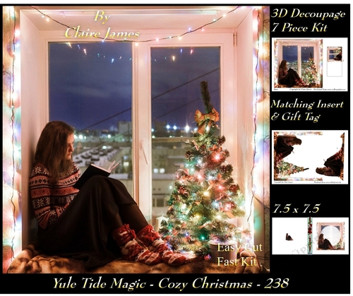 Yule Tide Magic 238 - Cozy Christmas - 3D Decoupage + Insert & Tag