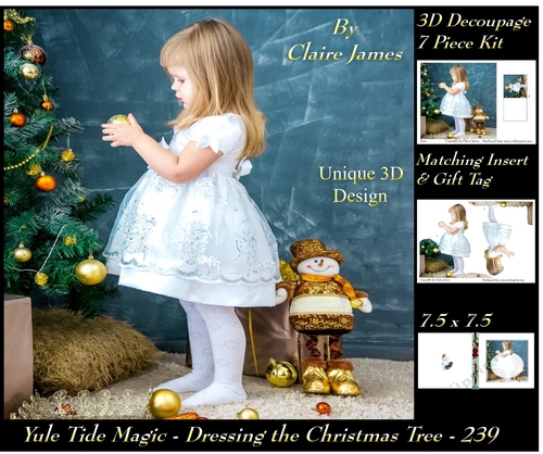 Yule Tide Magic 239 - Dressing the Christmas Tree - 3D Decoupage + Insert & Tag