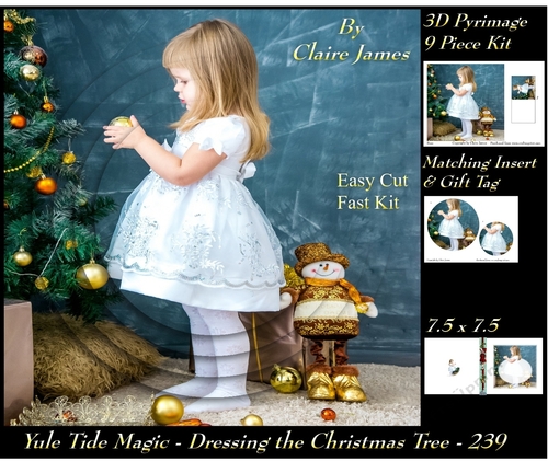 Yule Tide Magic 239 - Dressing the Christmas Tree - 3D Pyramid/pyrimage + Insert & Gift Tag