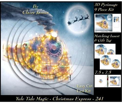 Yule Tide Magic  241 - Christmas Express - 3D Pyramid/pyrimage + Insert & Gift Tag