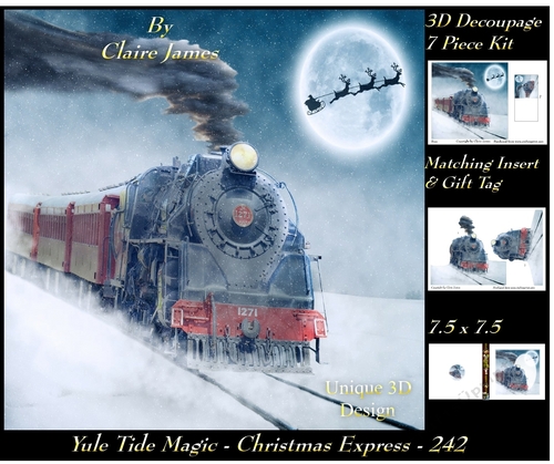 Yule Tide Magic 242 - Christmas Express - 3D Decoupage + Insert & Tag