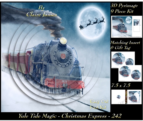 Yule Tide Magic 242 - Christmas Express - 3D Pyramid/pyrimage + Insert & Gift Tag