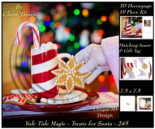 Yule Tide Magic 245 - Treats for Santa - 3D Decoupage + Insert & Tag