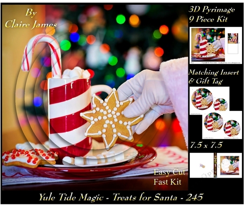 Yule Tide Magic 245 - Treats for Santa - 3D Pyramid/pyrimage + Insert & Gift Tag
