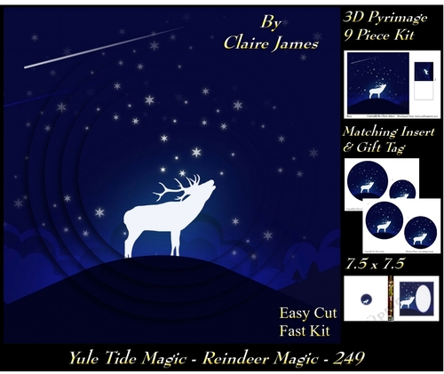 Yule Tide Magic 249 - Reindeer Magic - 3D Pyramid/pyrimage + Insert & Gift Tag