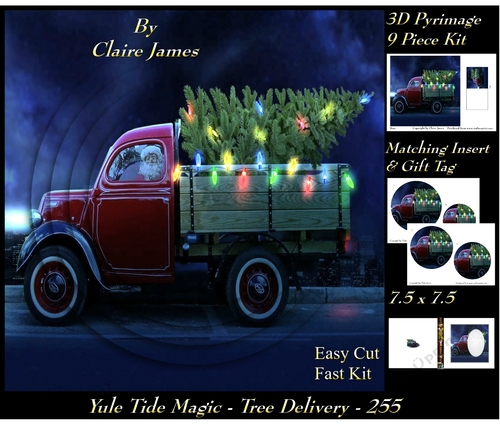 Yule Tide Magic 255 - Tree Delivery - 3D Pyramid/pyrimage + Insert & Gift Tag
