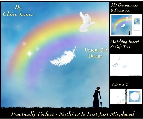 Fairy Tales - Practically Perfect - Nothing Is Lost Just Misplaced - Special 3D Decoupage + Insert & Tag