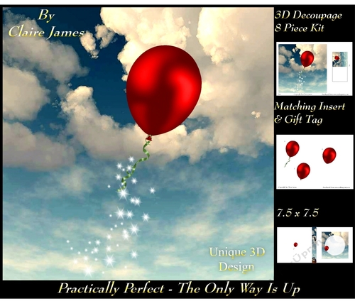 Fairy Tales - Practically Perfect - The Only Way Is Up - Special 3D Decoupage + Insert & Tag