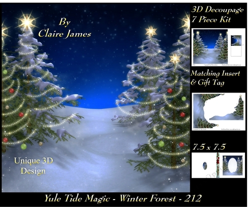 Yule Tide Magic 212 - Winter Forest - 3D Decoupage + Insert & Tag