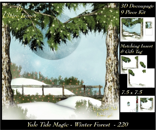 Yule Tide Magic 220 - Winter Forest - 3D Decoupage + Insert & Tag