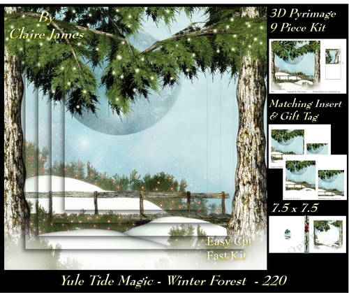 Yule Tide Magic 220 - Winter Forest - 3D Pyramid/pyrimage + Insert & Gift Tag
