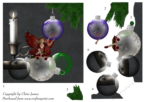 One Sheet Wonders - Christmas Tree Fairy - Easy Cut - 3D Decoupage + Insert & Tag