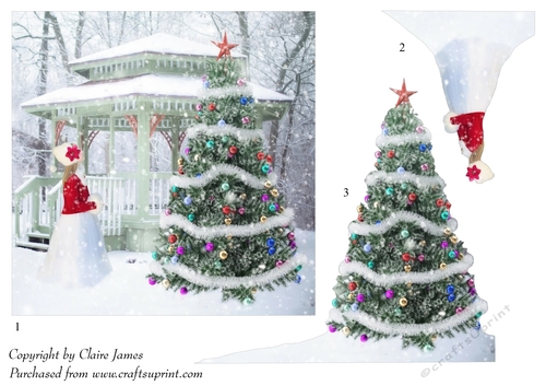 One Sheet Wonders - Oh Christmas Tree - Easy Cut - 3D Decoupage + Insert & Tag