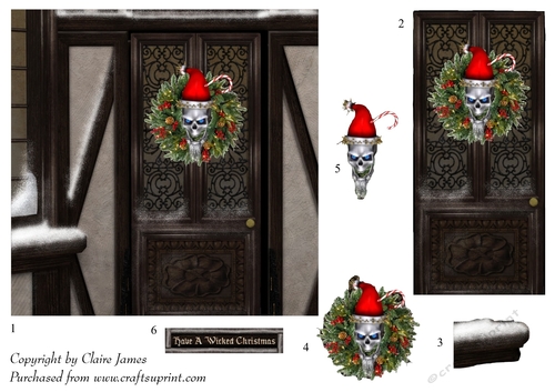 One Sheet Wonders - Have A Wicked Christmas - Easy Cut - 3D Decoupage + Insert & Tag