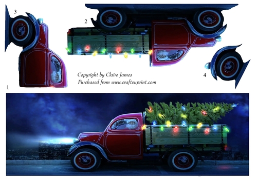 One Sheet Wonders - Christmas Tree Delivery - Easy Cut - 3D Decoupage + Insert & Tag