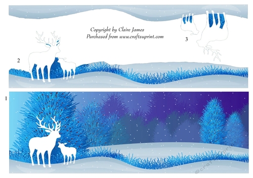 One Sheet Wonders - Christmas Winter Deer - Easy Cut - 3D Decoupage + Insert & Tag