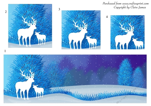 One Sheet Wonders - Christmas Winter Deer - Easy Cut - 3D Pyramid/pyrimage