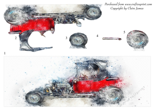 One Sheet Wonders - Water Colour Magic - Dragster - Easy Cut - 3D Decoupage