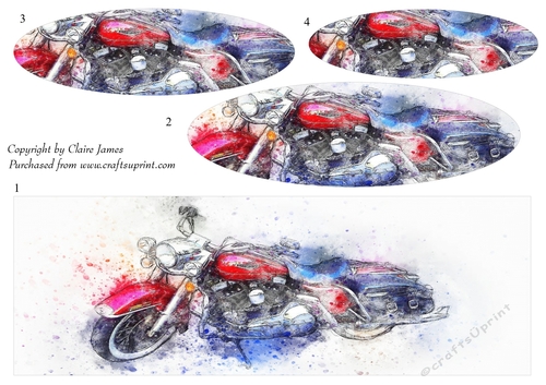 One Sheet Wonders - Water Colour Magic - Harley Bike - Easy Cut - 3D Pyramid/pyrimage