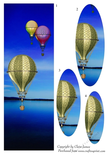 One Sheet Wonders - Balloon Flight Sapphire Skies - Easy Cut - 3D Pyramid/pyrimage