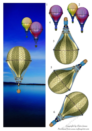 One Sheet Wonders - Balloon Flight Sapphire Skies - Easy Cut - 3D Decoupage
