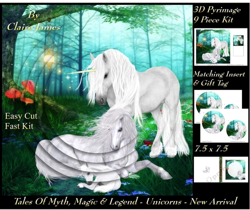 Tales of myth magic - Believe in Unicorns - New Arrival - 3D Pyramid/pyrimage + Insert & Gift Tag