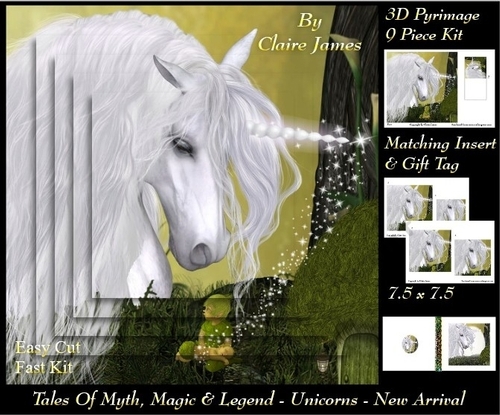Tales of myth magic - Believe in Unicorns - Unicorn Blessings - 3D Pyramid/pyrimage + Insert & Gift Tag