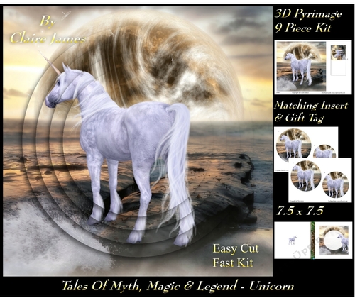 Tales of myth magic - Believe in Unicorns -  Paddling - 3D Pyramid/pyrimage + Insert & Gift Tag