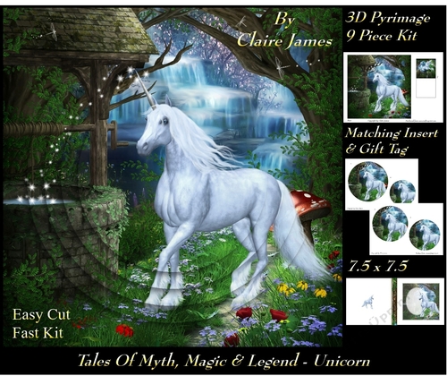 Tales of myth magic - Believe in Unicorns -  Recharging the Wishing Well - 3D Pyramid/pyrimage + Insert & Gift Tag