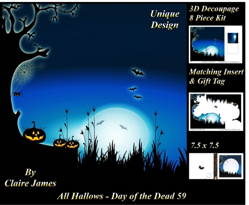 All Hallows Eve - The Day Of The Dead 59 - Special 3D Decoupage + Insert & Tag