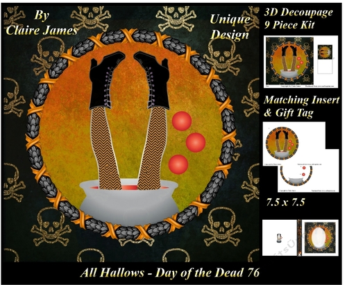 All Hallows Eve - The Day Of The Dead 76 - Special 3D Decoupage + Insert & Tag