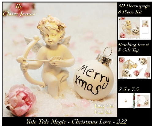 Yule Tide Magic 222 - Christmas Love - 3D Decoupage + Insert & Tag
