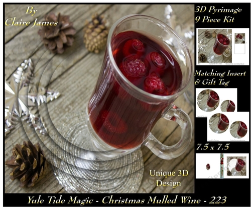 Yule Tide Magic 223 - Mulled Wine - 3D Pyramid/pyrimage + Insert & Gift Tag