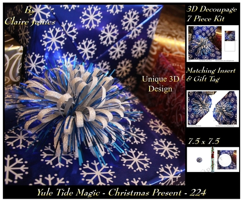 Yule Tide Magic 224 - Christmas Present - 3D Decoupage + Insert & Tag