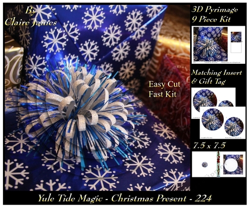 Yule Tide Magic 224 - Christmas Present - 3D Pyramid/pyrimage + Insert & Gift Tag