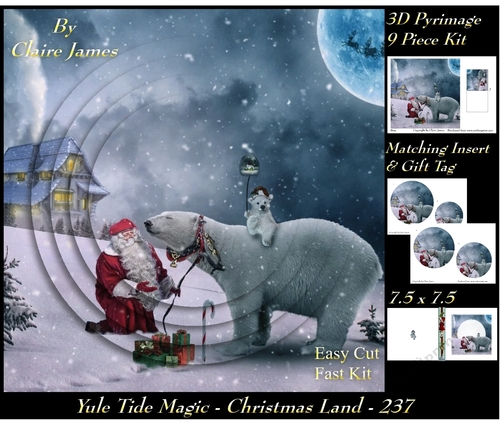 Yule Tide Magic 237 - Christmas Land - 3D Pyramid/pyrimage + Insert & Gift Tag
