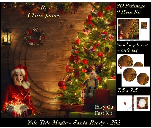 Yule Tide Magic 252 - Santa Ready - 3D Pyramid/pyrimage + Insert & Gift Tag