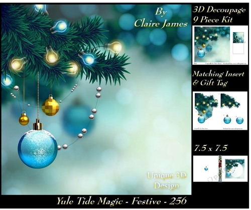 Yule Tide Magic 256 - Festive - 3D Decoupage + Insert & Tag