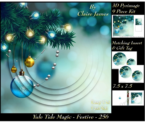 Yule Tide Magic 256 - Festive - 3D Pyramid/pyrimage + Insert & Gift Tag