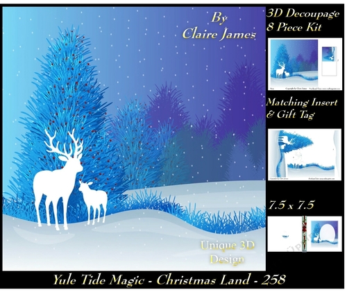 Yule Tide Magic 258 - Christmas Land - 3D Decoupage + Insert & Tag