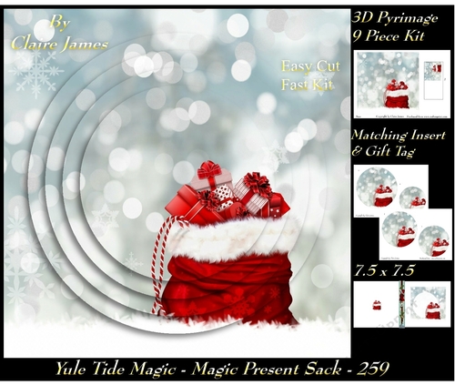 Yule Tide Magic 259 - Magic Present Sack - 3D Pyramid/pyrimage + Insert & Gift Tag