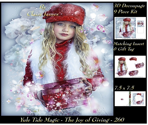 Yule Tide Magic 260 - The Joy of Giving - 3D Decoupage kit + Insert & Gift Tag