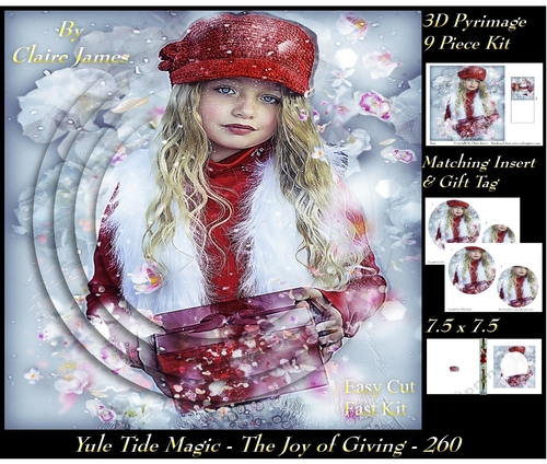 Yule Tide Magic 260 - The Joy of Giving - 3D Pyramid/pyrimage + Insert & Gift Tag