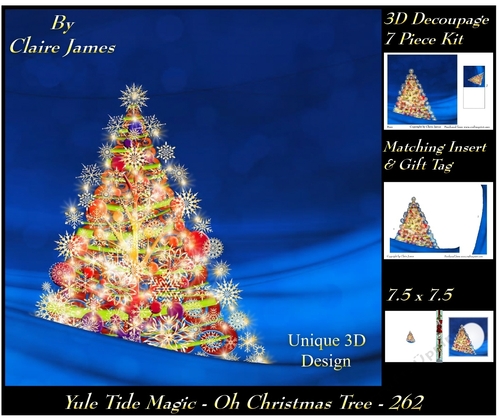 Yule Tide Magic 262 - Christmas Tree - 3D Decoupage kit + Insert & Gift Tag