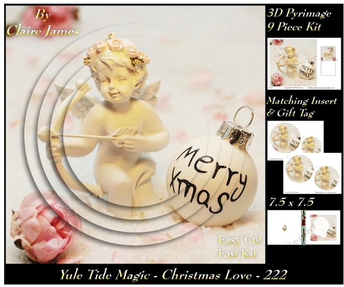 Yule Tide Magic 222 - Christmas Love - 3D Pyramid/pyrimage + Insert & Gift Tag