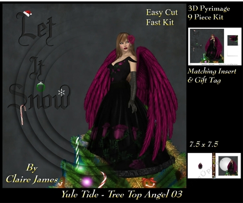 Yule Tide - Christmas Tree Top Angel 03 - 3D Pyrimage/pyramid kit + Insert & Gift Tag