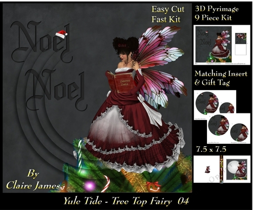 Yule Tide - Christmas Tree Top Fairy 04 - 3D Pyrimage/pyramid kit + Insert & Gift Tag