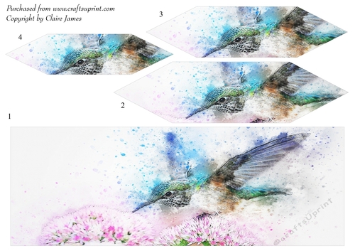 One Sheet Wonders - Water Colour Magic - Humming Bird - Easy Cut - 3D Pyramid/pyrimage